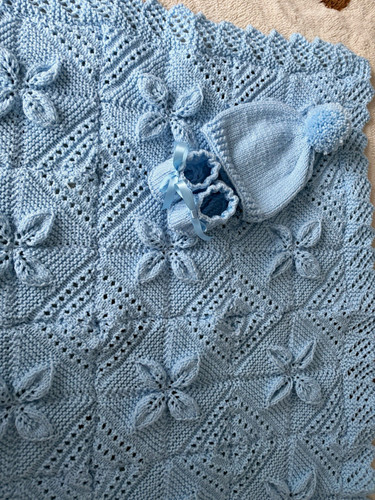 Blue hand knitted - blue, crib