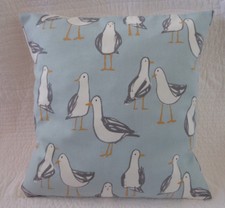 Blue Cushion Cover 14 inch Seagull Bird Pale Blue Grey Seaside Handmade 36cm