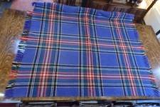 An Old Vintage " Swando " Tartan All Wool Picnic Blanket / Throw  170cm x 150cm