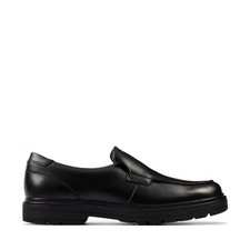 Clarks Black Leather Slip-On Boys School Shoes Polished size 4 F Juniors rrp £48