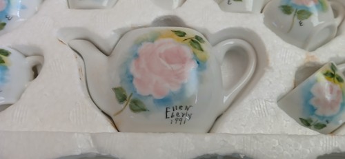 Toy china tea set signed - set,
