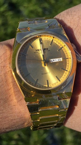 Men antique gold quartz - men's,