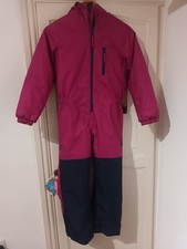 GIRL'S WARM AND WATERPROOF SKI SUIT  - PINK AND NAVY BLUE