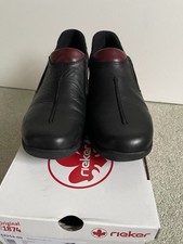 Rieker Black Learher slip on shoes size 6