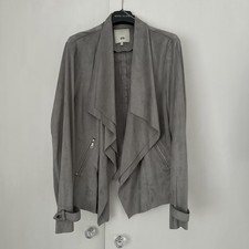 River Island UK 16 Stretch Faux Suede Long Sleeve Open Front Waterfall Jacket