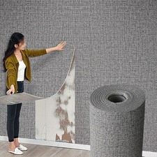 Charcoal Gray Linen Wallpaper