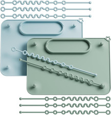 2 Pack Baby Silicone Mat, with Suction Base and 8 Stretchable Straps, Seposeve B