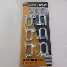 Set of 6  New Workzone  8mm 130kg "D" shackles