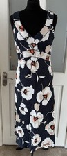 Kaliko Navy Floral 100% Linen Long Dress Women’s Size 14