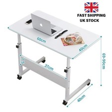 Overbed Table Dual Layer Height Adjustable for Home Office Hospital Bed Tray UK
