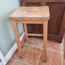 Vintage Lab Stool Old School Wooden Stool Mid Century Classic 63 Cm High