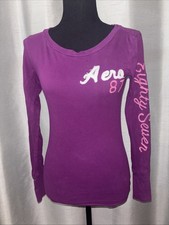 Aeropostale Purple  T-Shirt w "Aero 87" on front & Spellout on Sleeve Y2K S/P