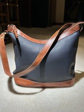 Rowallan Leather Shoulder Bag Tan and Navy Excellent Condition