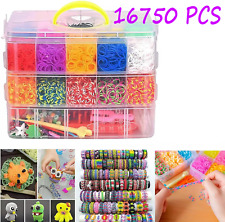 16750PCS Assorted Colour Rubber Kit Box Loom Bands DIY Bracelet Making Set Gifts
