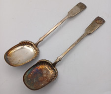 Silver Plate Antique Georgian Style Serving Spoons N.S. Denmark