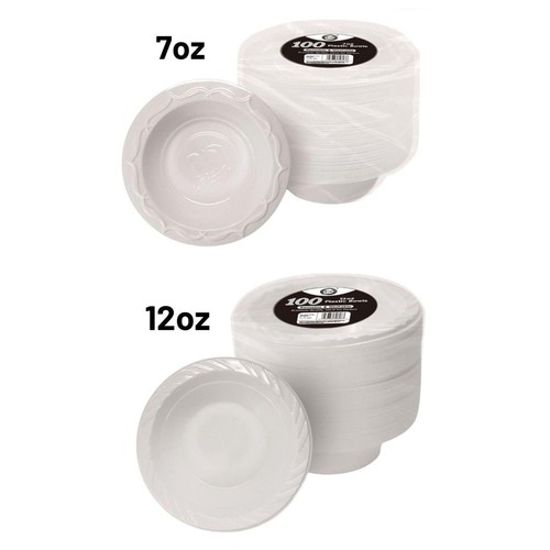 White plastic bowls reusable - plastic,