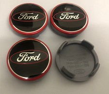 4x FORD Wheel Centre Caps Fits FOCUS FIESTA KA 54mm Black Red Check New Style