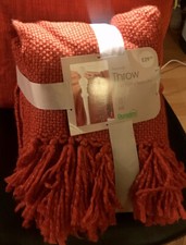 1NIP Rich Vibrant Terracotta Orange Dunelm Revival Bedroom/Sofa Throw 120x170cm