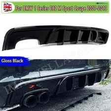 FOR BMW 1 SERIES E82 COUPE M SPORT REAR DIFFUSER GLOSS BLACK 07-13 WITH LED