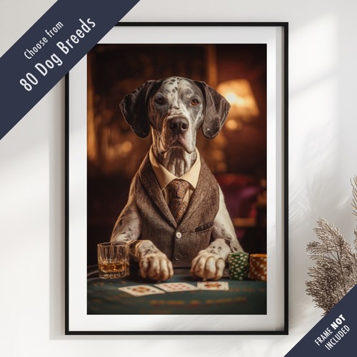 Dog playing poker portrait - dog,