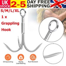 S/M/L/XL Size Grappling Hook 3Claw Climbing Hook Stainless Steel Grapnel Hook UK