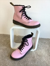 Dr Martens Women's/Junior Pale Pink Patent Leather Zip/Lace Up Boots UK 3 Used