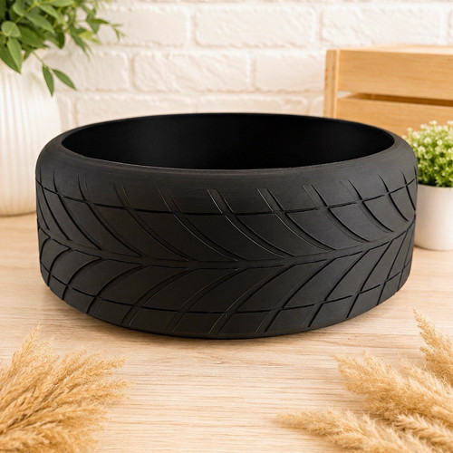 Large black round - round, plastic