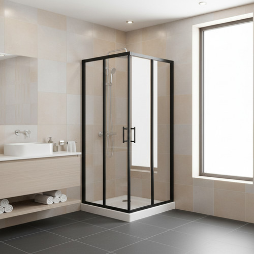Corner entry sliding shower - entry,