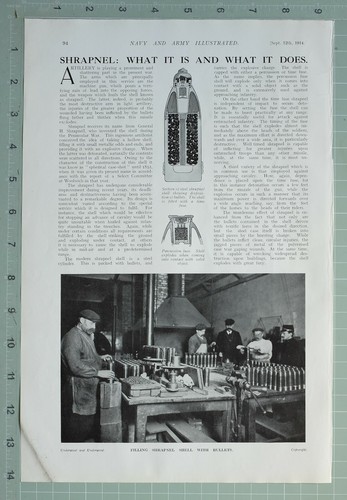 1914 ww1 print shrapnel - ww1,