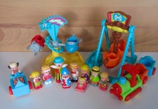 E.L.C Happyland Fairground Rocket Ride & Boat Swing + Figures Bundle
