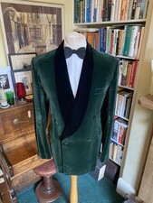 Harrods of London Double Breasted Green Velvet Smoking Jacket