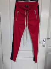 Hera London Mens Red With Black Stripe Tracksuit Bottoms Size Medium