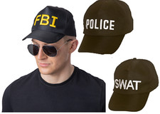 Police Officer Swat Hat FBI Adults Fancy Dress Accessory Mens Ladies New