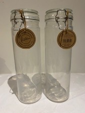 2 Large Round Glass Clip Top