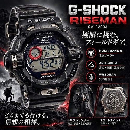 Casio shock riseman 9200j - g-shock, gw-9200j