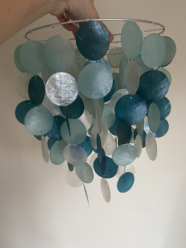 Vintage turquoise blue capiz - blue,