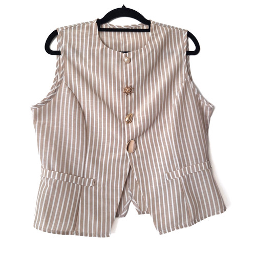 Beige white striped - white,