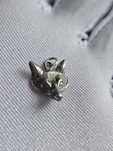 Antique silver fox charm - silver,
