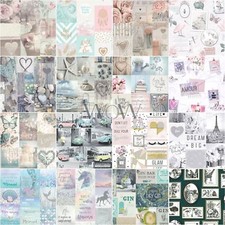 COLLAGE WALLPAPER KIDS ADULTS - FLORAL SHABBY CHIC UNICORNS WOOD HEARTS CARS