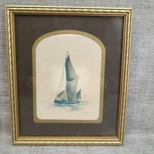 Vintage Joel Kirk Nautical Sailing Boat Yacht Print Framed
