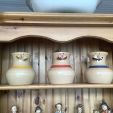  VINTAGE HAND THROWN STUDIO ART POTTERY SET OF 3 STONE VASES BY ANNE SHELLY