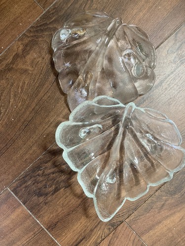 Two vintage glass leaf - vintage,