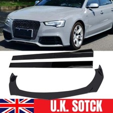 Front Bumper Lip Splitter+2m Side Skirts Extension Black For Audi A3 8P S3 A4 S4