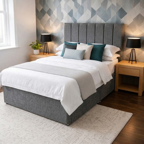 Lined grey plush - grey, double