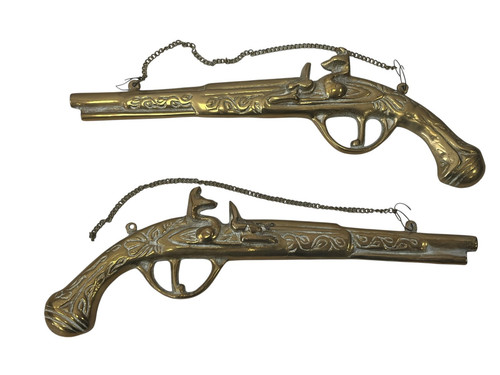 Pair vintage brass wall - vintage,