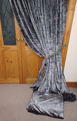Crushed velvet curtains slate - crushed,