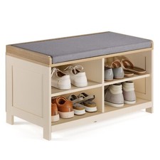 Cream Shoe Storage Bench with