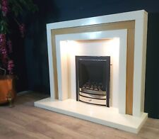 Contemporary Marble & Oak Laminate Fireplace
