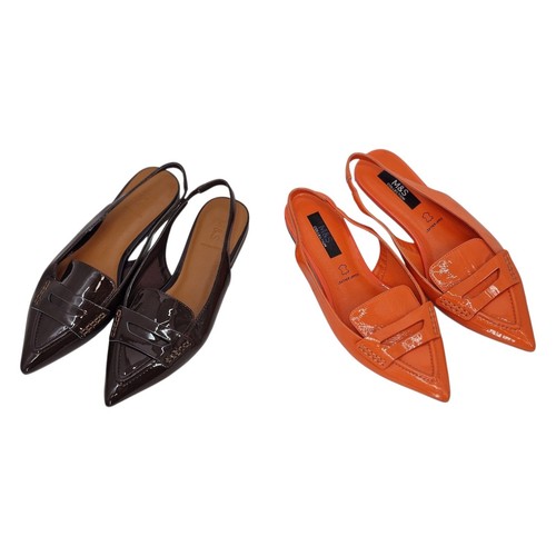 Leather slip on flat - m&s,