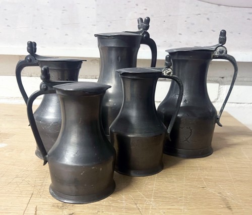 Five antique french pewter - antique,